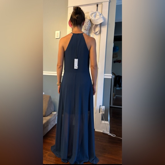 NWT BCBGeneration chiffon floor length dress in marine - Picture 3 of 3